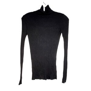 Vince. Cashmere Blend Black Ribbed‎ Turtleneck Sweater
